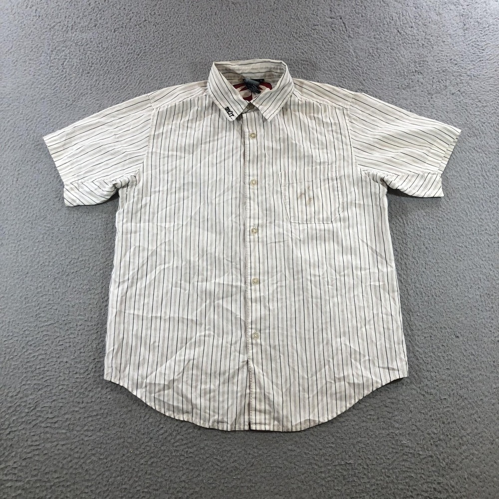 Split Shirt Mens Small Striped Button Down Short Sleeve Skate Streetwear Y2K